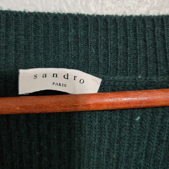 SANDRO Floral-lace trimmed wool-blend cardigan in Green - Size 1 (US SMALL) - Picture 5 of 13